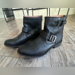 Frye Tyler Engineer Black Leather Moto Boots - size 8.5
